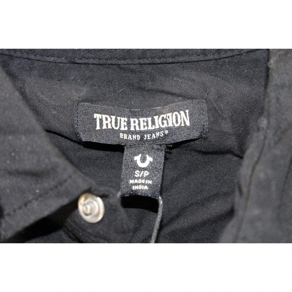 NWT True‎ Religon Woven Shirt Button Up Pearl Snap Western Cowboy Ranch Black SM